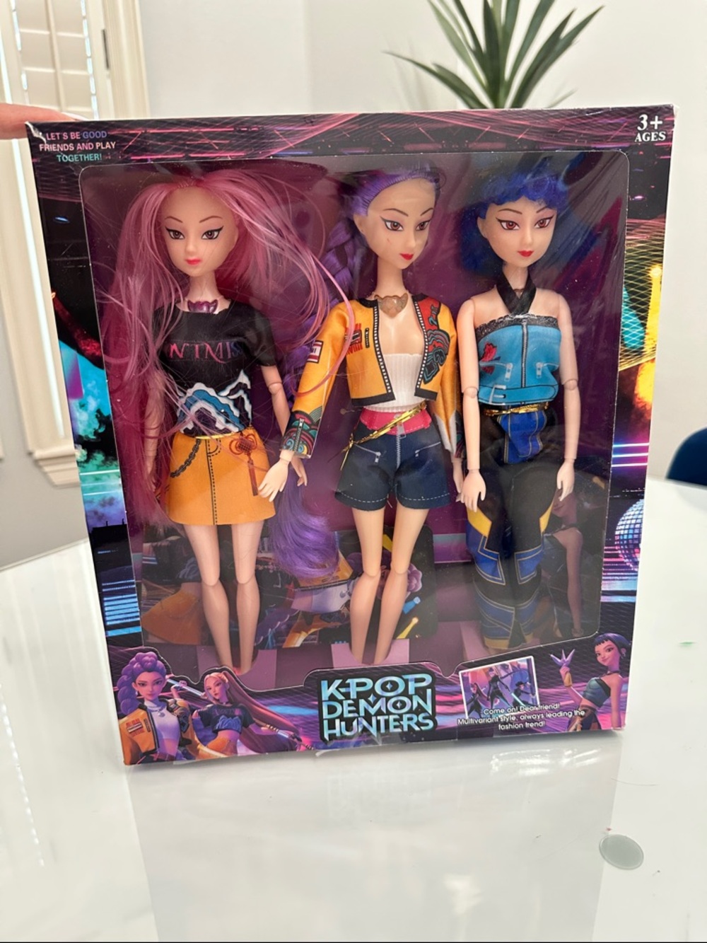 3-Pack K pop Demon Hunters Dolls - Purple, Pink & Blue
